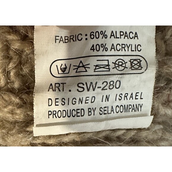 SELA SOFTWARE Womens M Tan Alpaca Blend  Cable Knit Turtleneck Pullover Sweater - Picture 5 of 7